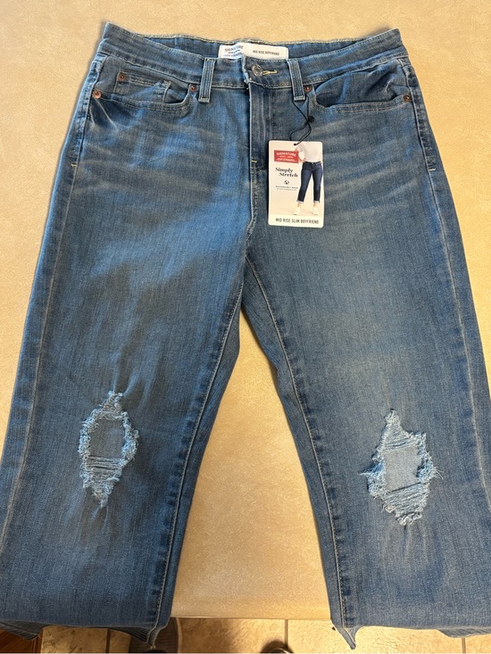 Signature by Levi Strauss Denim - Signature by Levi Strauss Medium Blue Women's Straight Leg Distressed Jeans